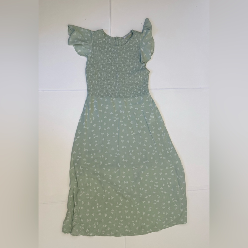 Elodie Sage Green Floral Midi Dress